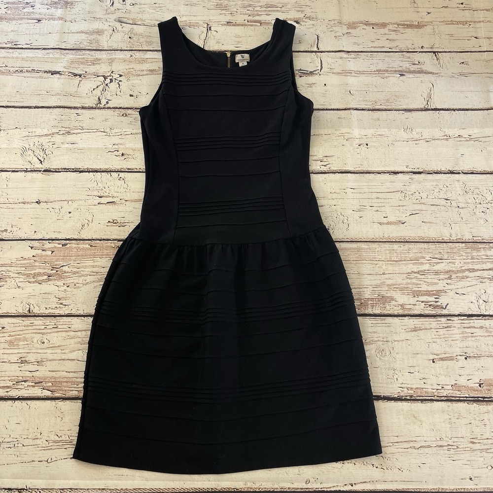 Worthington Sleeveless Pintuck Black Dress Size Medium Cocktail‎ Classy